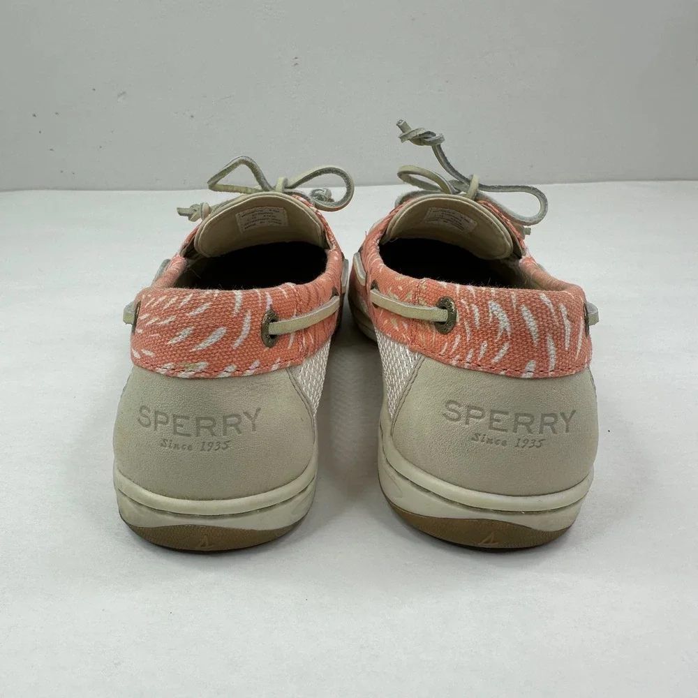 Sperry Womens Firefish Ivory Coral Boat Shoes 8.5 M‎ Leather Mesh
